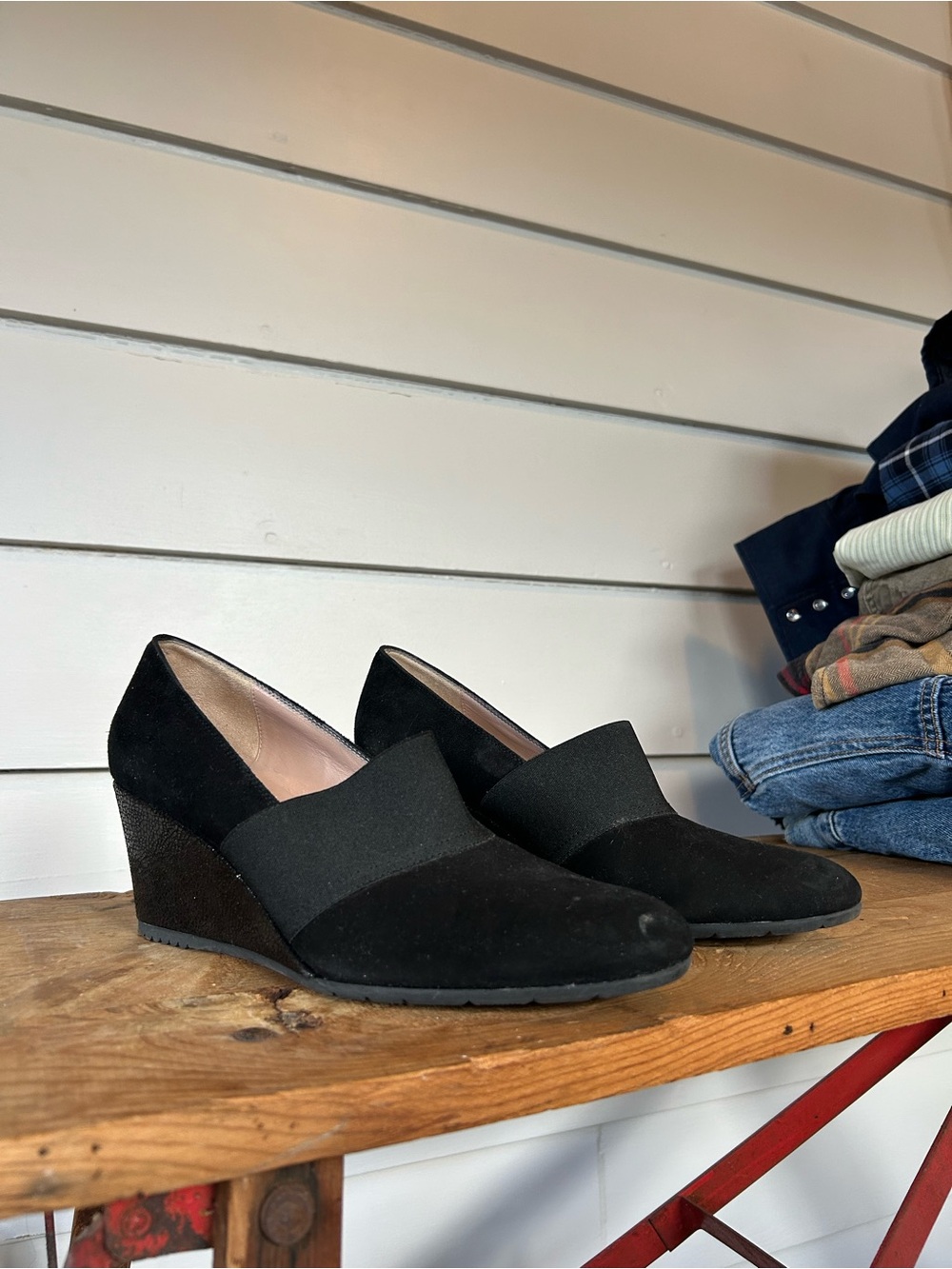 Galo Black Suede Wedge Womens 40 (9.5)